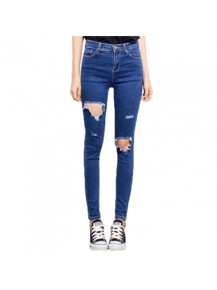 Casual Dark Blue Ripped jeans 