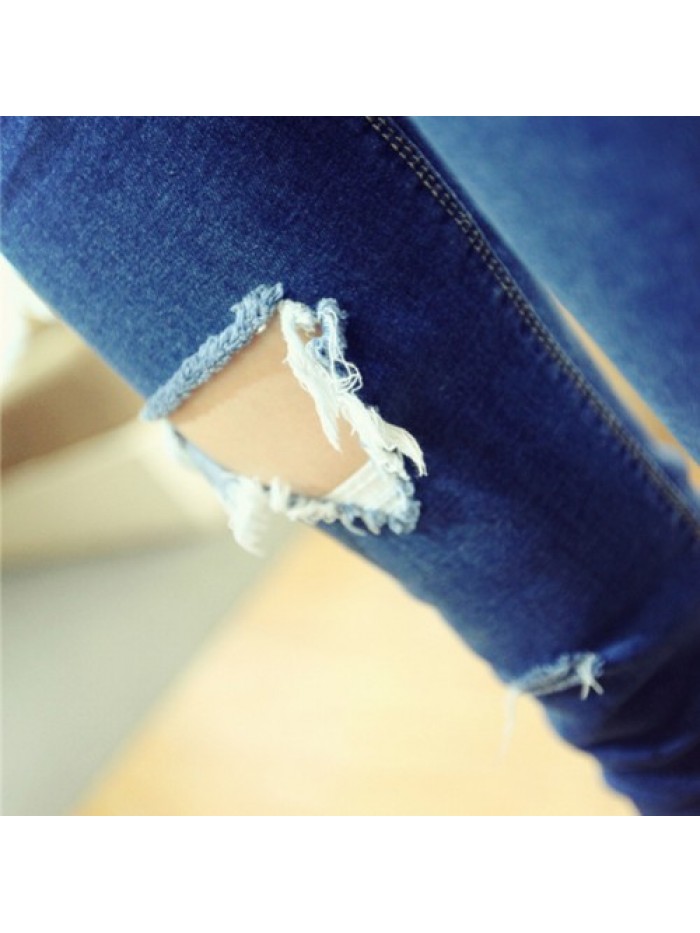 Casual Dark Blue Ripped jeans 