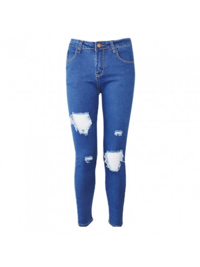 Casual Dark Blue Ripped jeans 