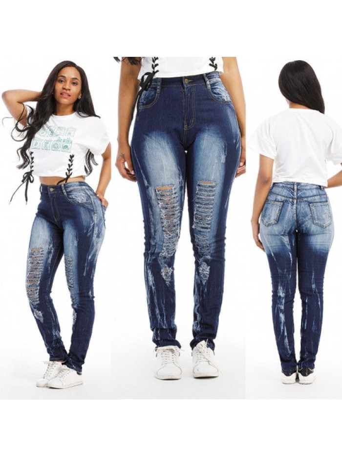 Fashion Ripped Demin Biker Jeans