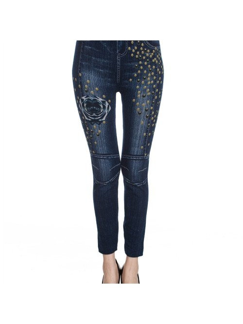 Casual Floral Print Stretchy Denim Slim Jeans