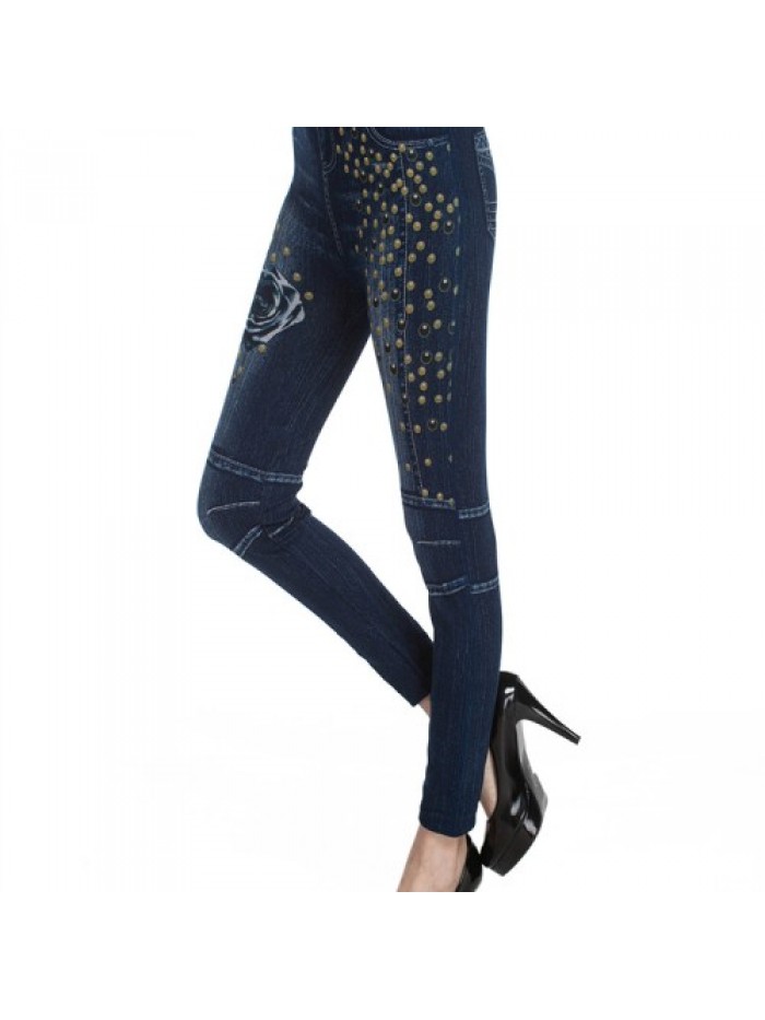 Casual Floral Print Stretchy Denim Slim Jeans