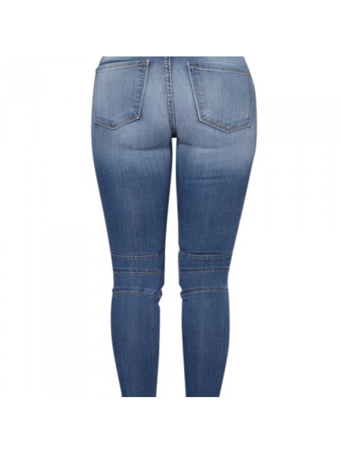 Casual Stretch Pleated High Waist Skinny Jeans