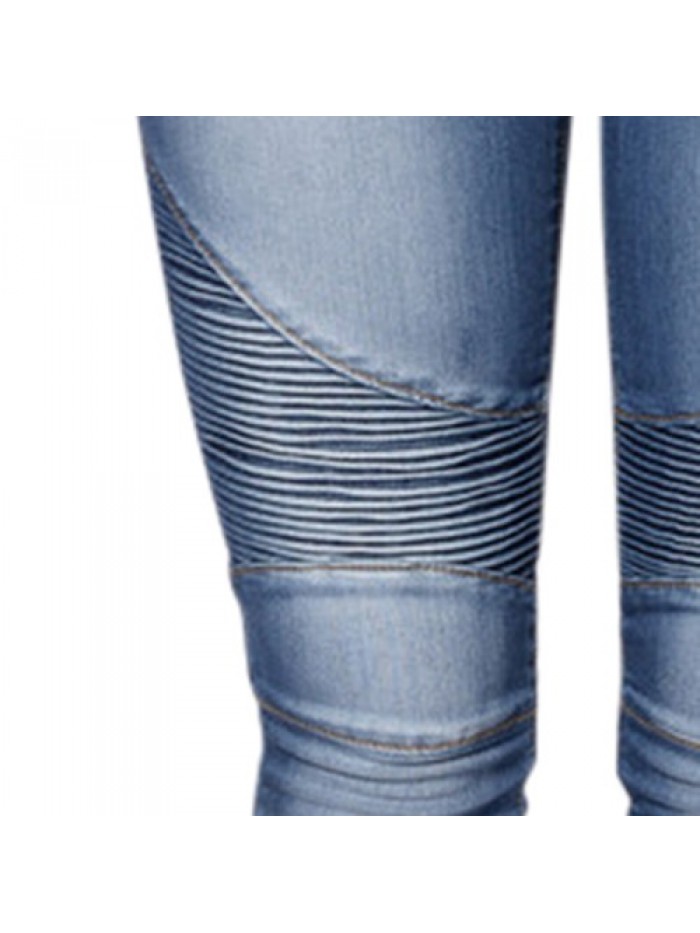 Casual Stretch Pleated High Waist Skinny Jeans