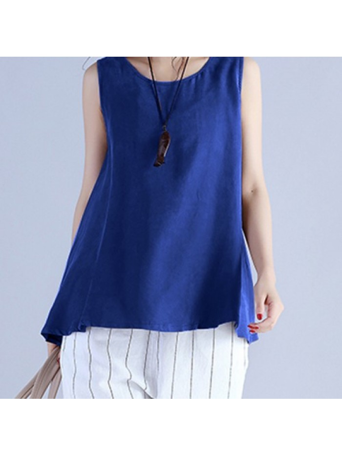 Simple Solid Color Sleeveless Cotton Tank Tops