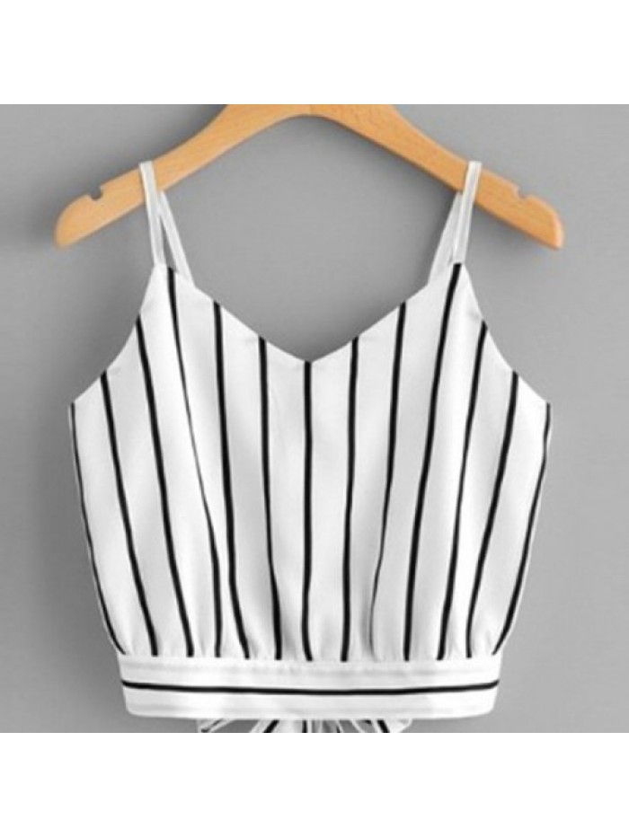 Sexy Black/White Stripe Condole Tank top