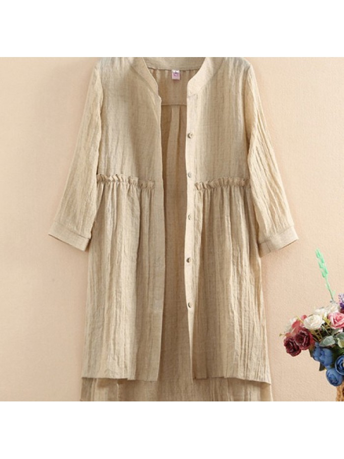 Colorful Long Sleeve Stitching Long Blouse