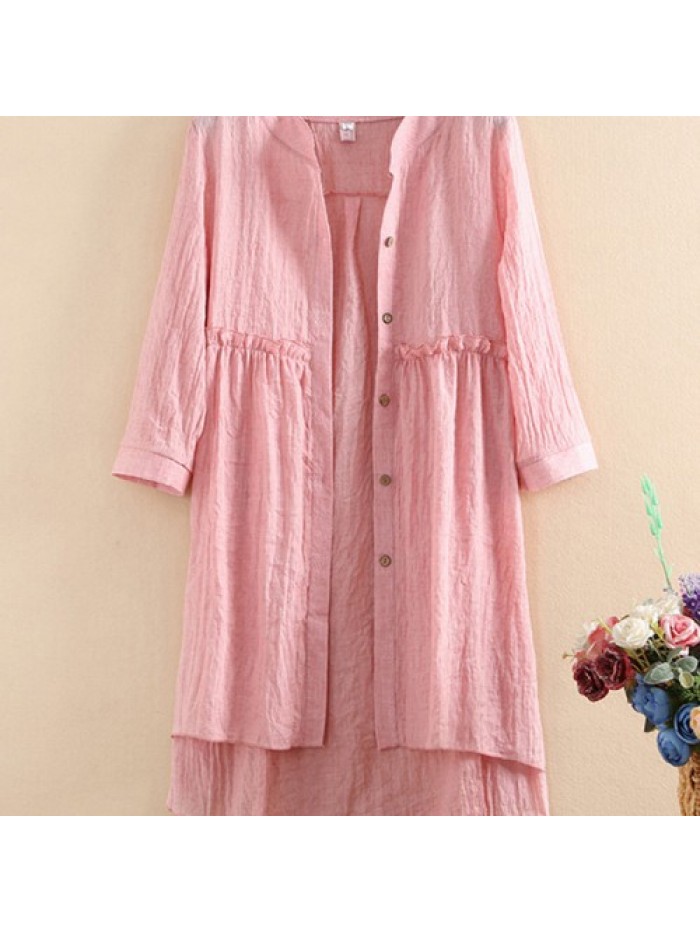 Colorful Long Sleeve Stitching Long Blouse