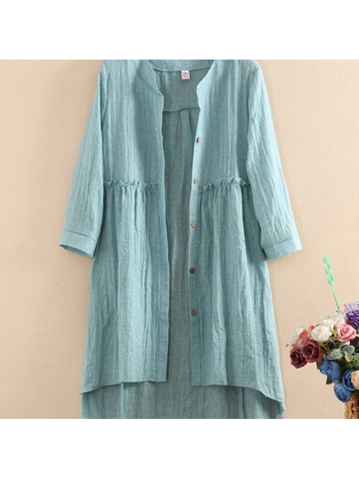 Colorful Long Sleeve Stitching Long Blouse