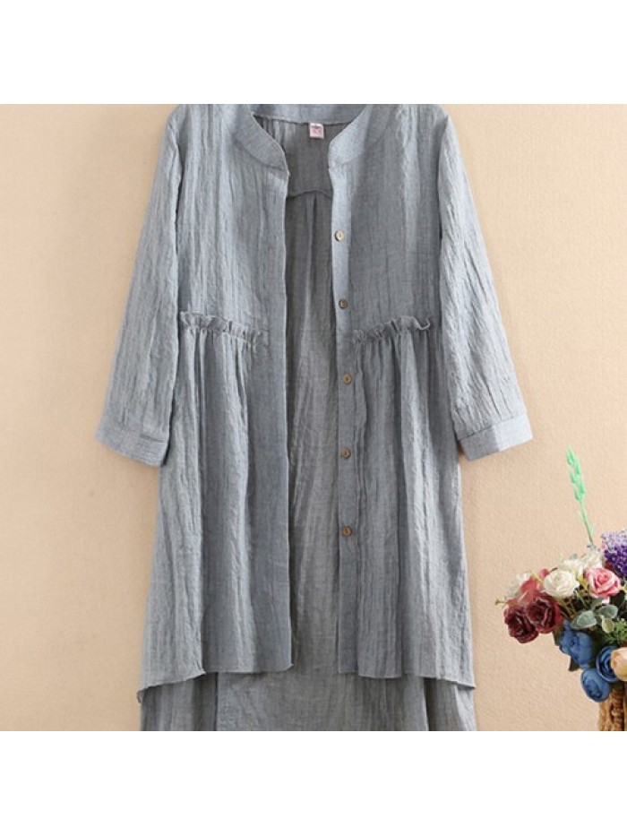 Colorful Long Sleeve Stitching Long Blouse