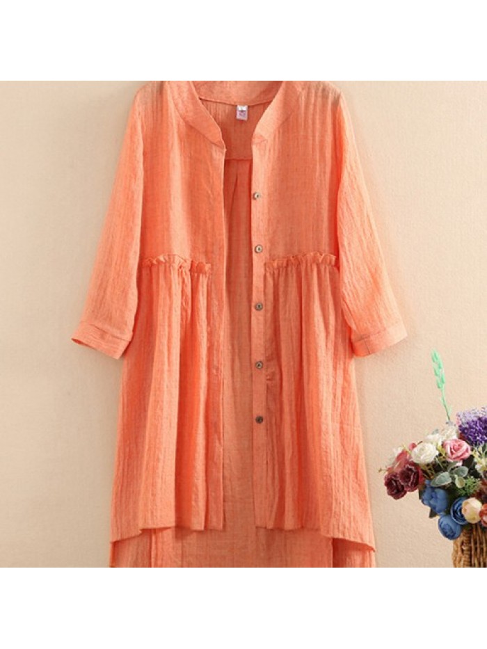 Colorful Long Sleeve Stitching Long Blouse