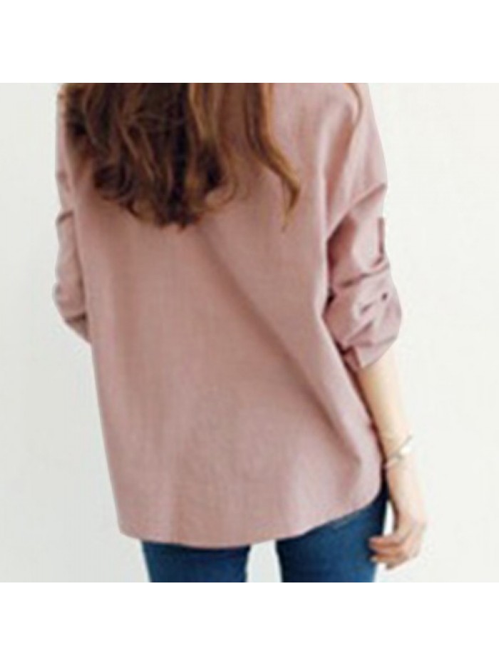 Casual Lapel Fold Sleeve Loose Blouse