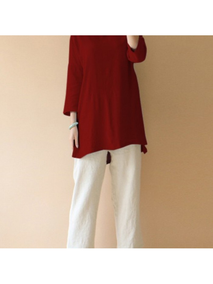 Women Casual Solid color Simple Blouse