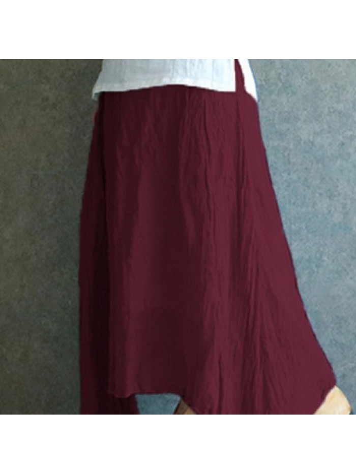 Solid Color Vintage Pleated Long Skirts