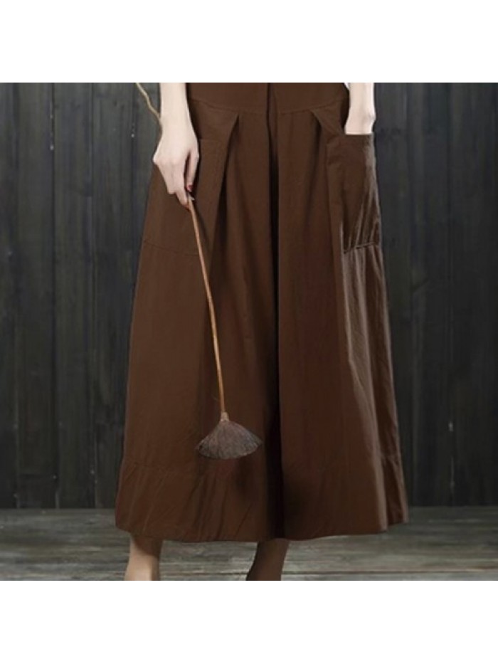 Solid Color High Waist Loose Skirts