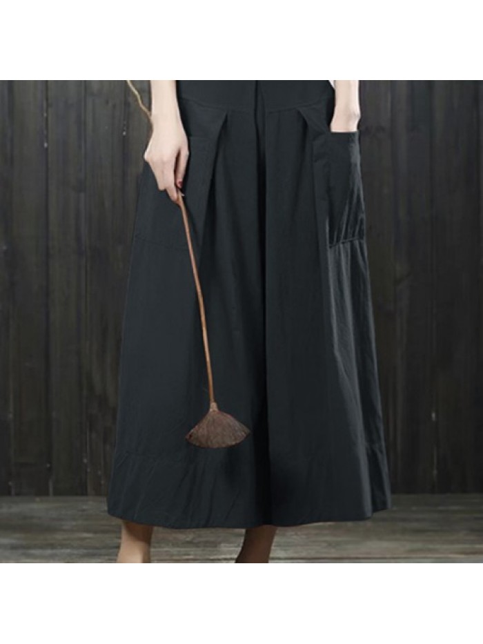 Solid Color High Waist Loose Skirts