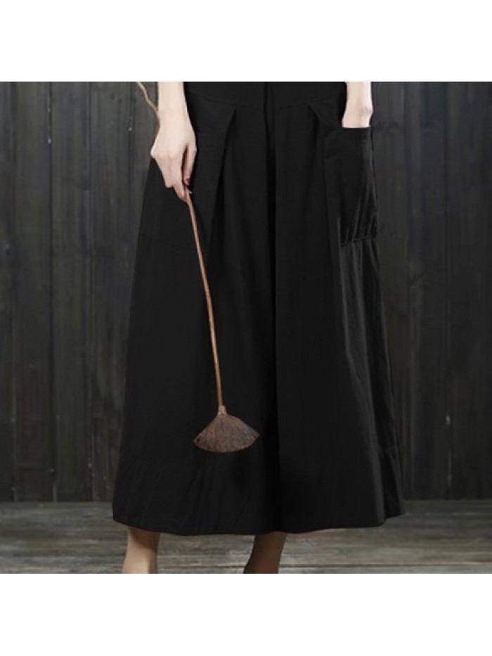 Solid Color High Waist Loose Skirts