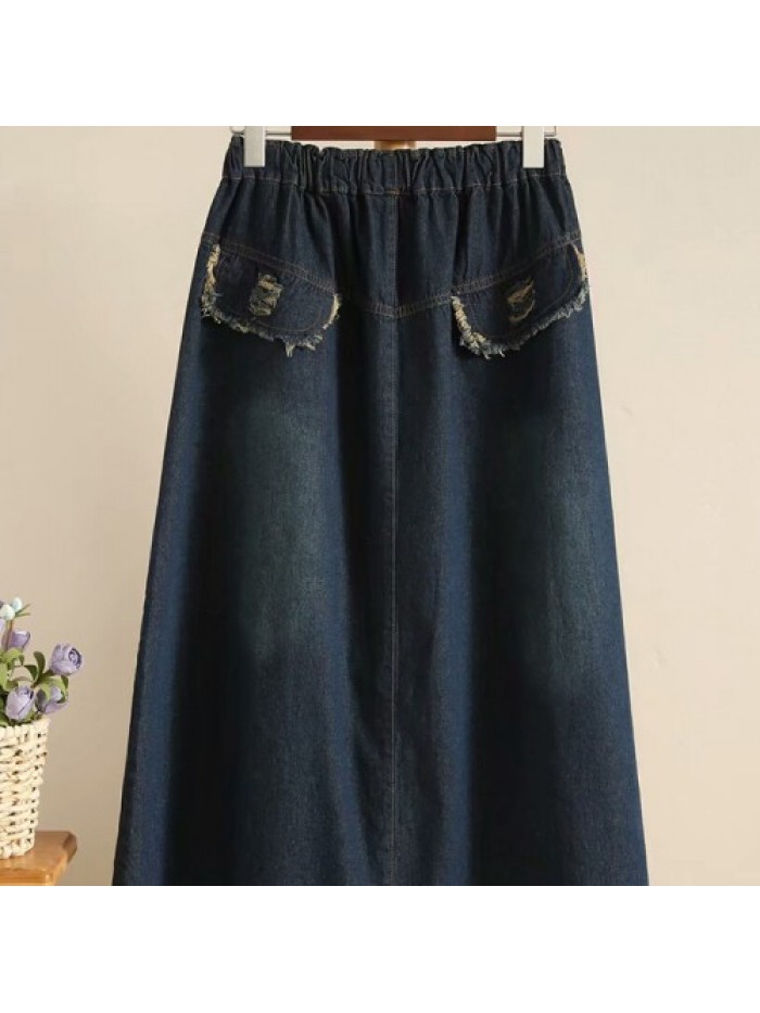 Fashion Embroidery Patchwork Denim Skirts