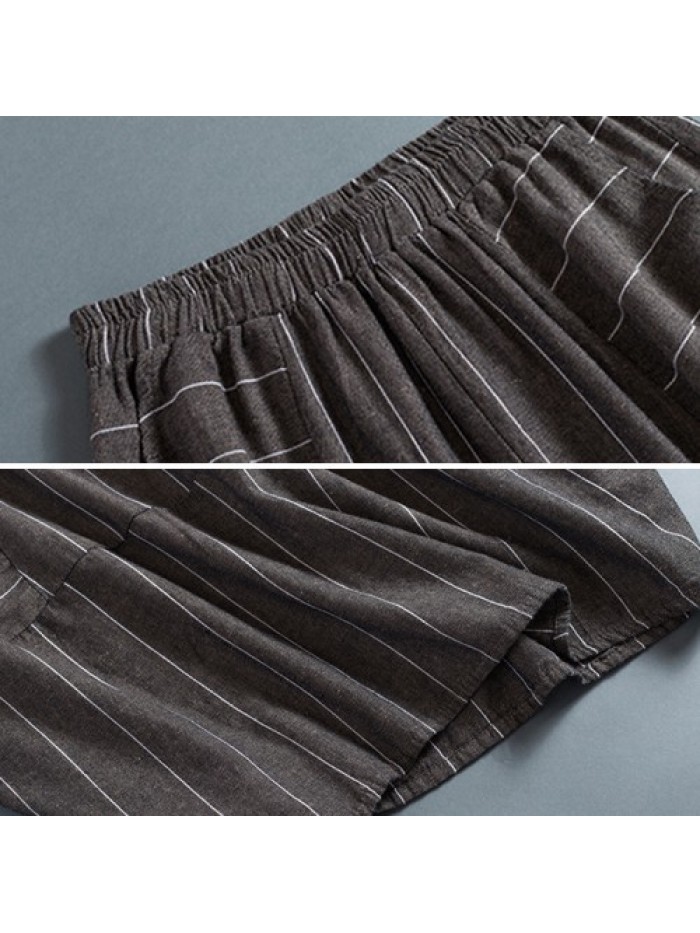 Fashion Elastic Waist Stripe Loose Skirts