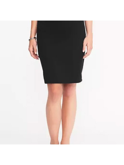 Work Black/Purple High Waist Slim Split Skirts