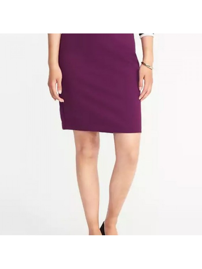 Work Black/Purple High Waist Slim Split Skirts