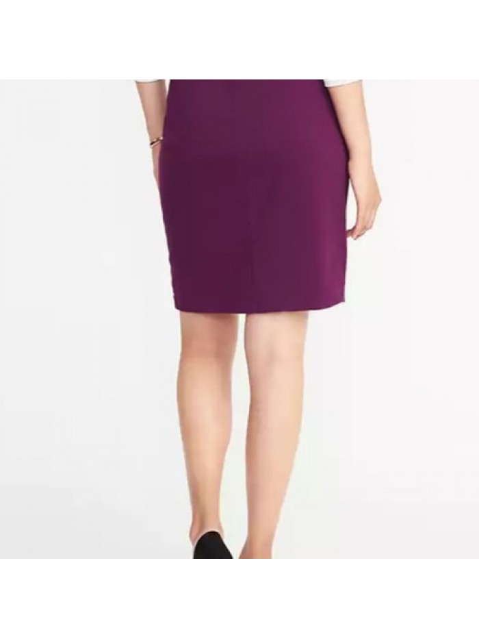 Work Black/Purple High Waist Slim Split Skirts