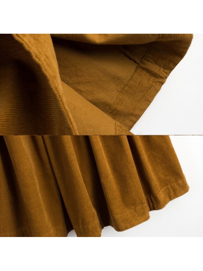 Casual Solid Color Elastic Waist Corduroy Skirt