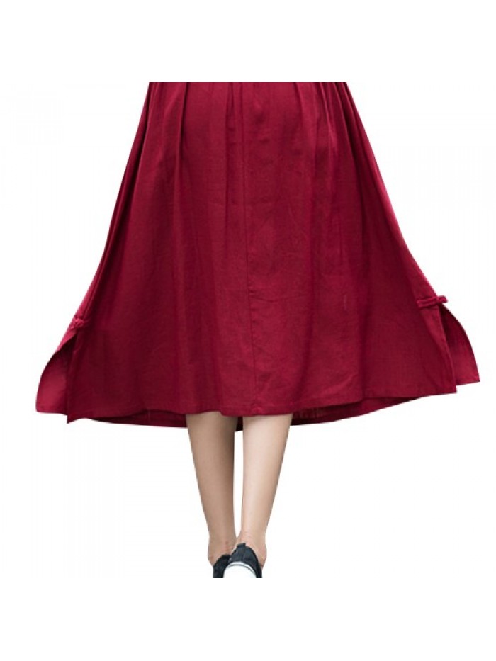 Casual Pure Color Elastic Waist Loose Skirts 