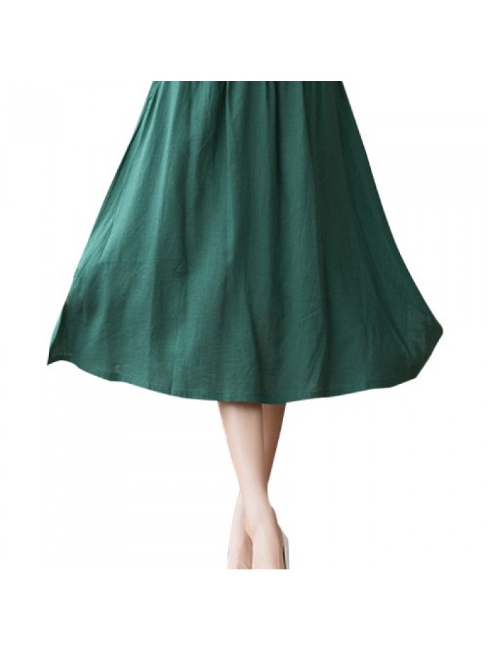 Casual Pure Color Elastic Waist Loose Skirts 