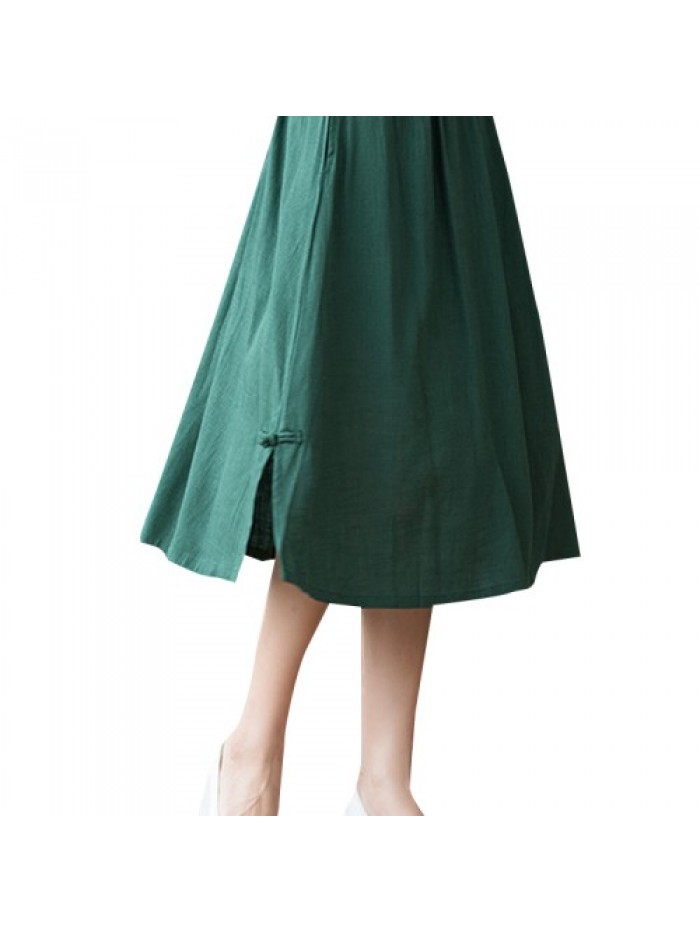 Casual Pure Color Elastic Waist Loose Skirts 