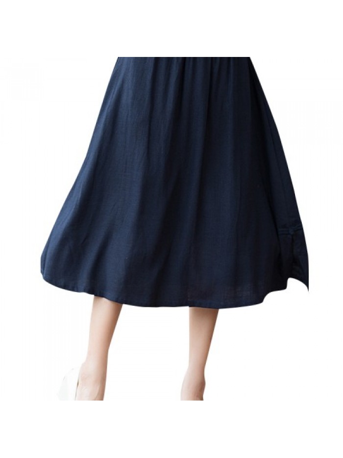 Casual Pure Color Elastic Waist Loose Skirts 