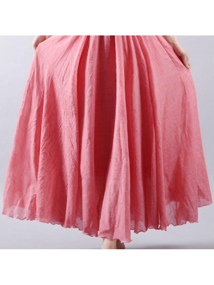 Simple Solid Color Loose Swing Skirts