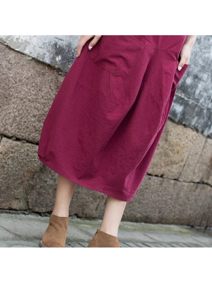 Casual Solid Color Cotton Skirts 