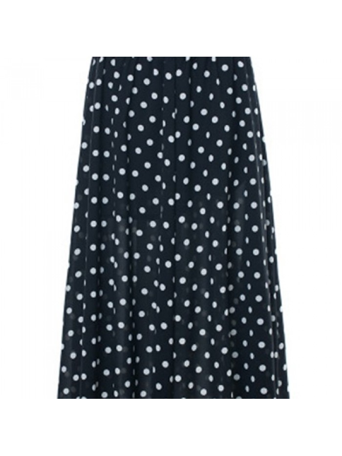 Simple Chiffon Polka Dot Pleated Elastic Waist Skirts