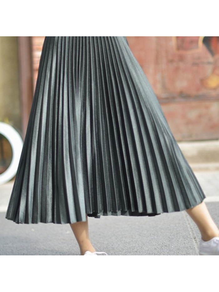 Elegant Solid Color Velvet Pleated Skirts