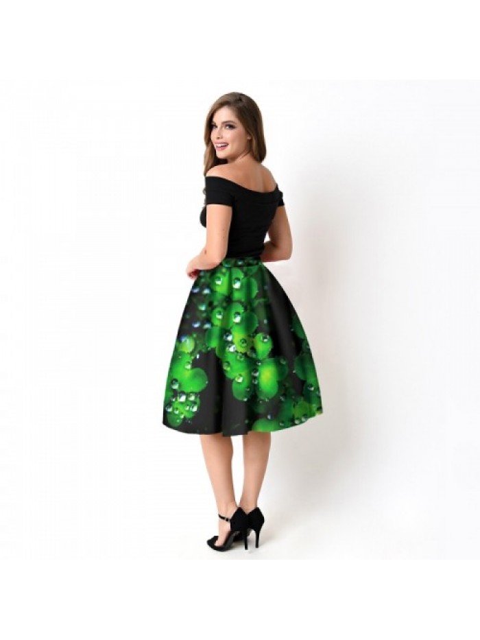 Elegant Floral Digital Print Skirt