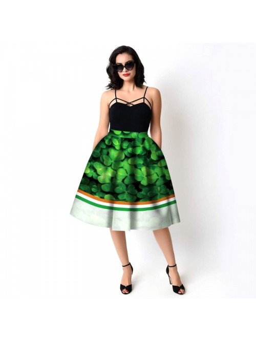 New Digital Printing Leaves Pattern Skirt 