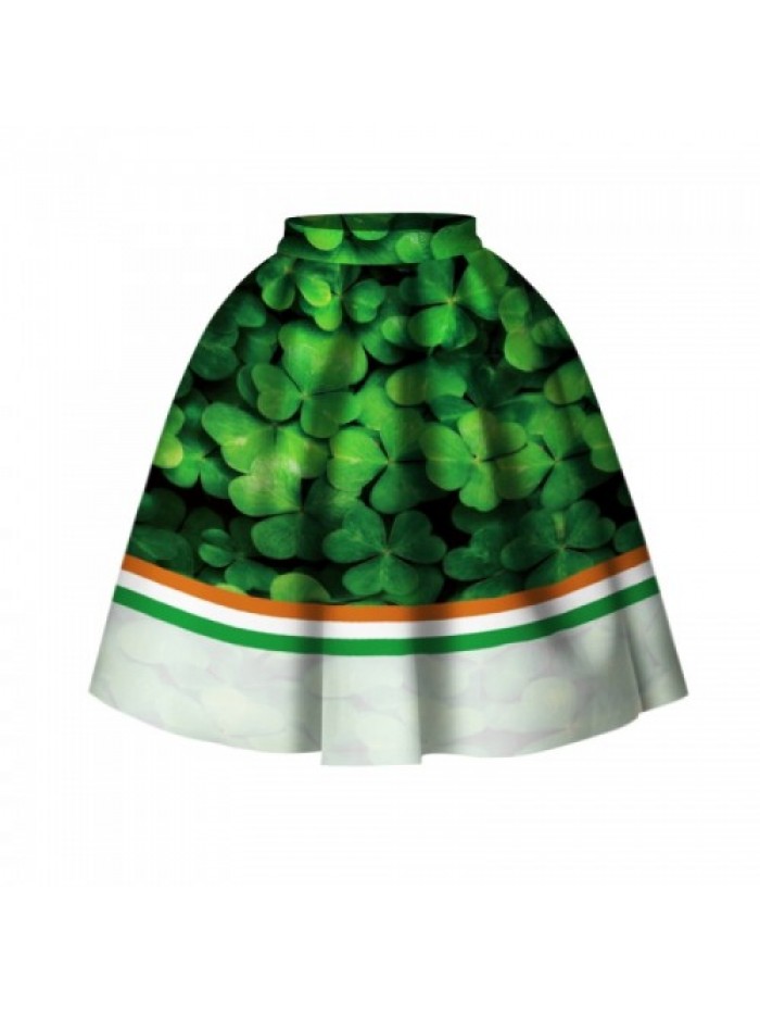 New Digital Printing Leaves Pattern Skirt 