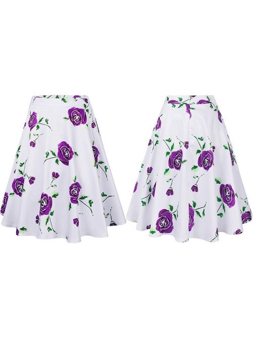 Purple Rose Floral Print Skirt 